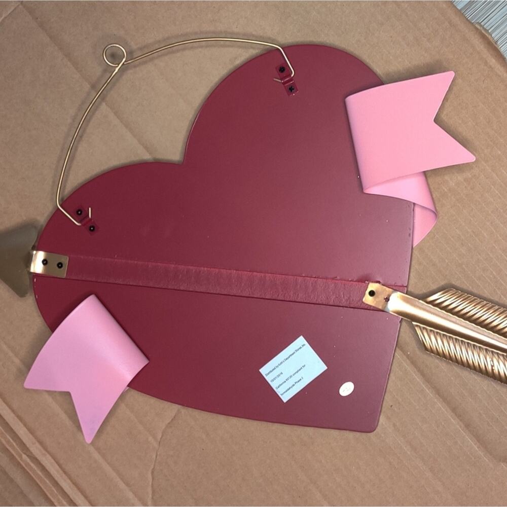 Happy Valentines Day Heart Arrow Wood Wall Decor Red Pink Gold Glitter Sign - Picture 9 of 14